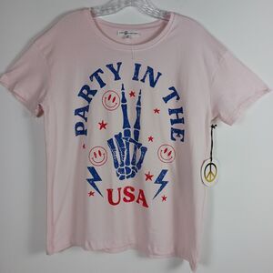 Love Peace and Lazy Days Womens M Party In The USA Tee